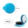 4 Pcs Pocket Hair Brush with Mirror Folding Round Travel Hair Brush Mini Hair Comb Compact Travel Size Hair Massage Combor for Women and Girls