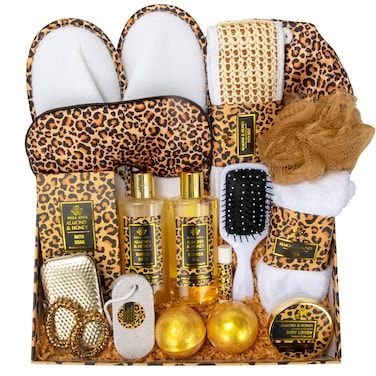 Bath Gift Set for Women,20 Pcs Skin Care Set Leopard Print Spa Gifts for Birthday, Mother's Day, Valentine's Day. Home Spa Kits, Skin Care Stuff with Shower Gel, Body Lotion, Manicure Set.