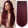 Burgundy Clip in Extension Straight 22" Long Synthetic Thick Clips on Hair Piece for Women 5PCS Black Curly Wavy 18" Cheap Brown Red White Soft Natural Full Head Weddings Party Daily Use 5 Oz