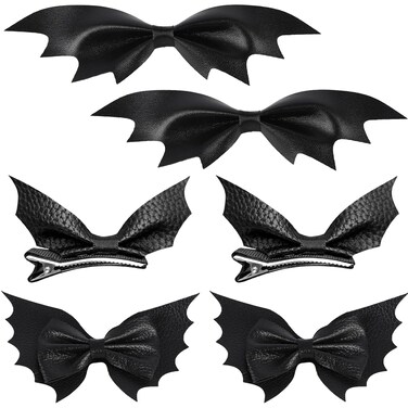Halloween Bat Hair Clip Black Bat Bows Wing Hair Clips Goth Hair Accessories for Girls Women Kids Halloween Costume Cosplay, 3 Pairs
