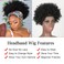 Afro Kinky Curly Wig Headband Wigs for Black Women Natural Black Glueless Afro Wigs with Headbands Attached Afro Curly Headband Wigs Synthetic Afro Scarf Wigs for Womens Afro Wigs