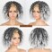 Headband Wig Afro Kinky Curly for Black Women Short Gray Wigs with Headbands Attached Synthetic Afro Wig Head Band Wig Half Wigs for Black Women Curly Headband Wig