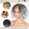 Headband Wig Afro Kinky Curly for Black Women Short Gray Wigs with Headbands Attached Synthetic Afro Wig Head Band Wig Half Wigs for Black Women Curly Headband Wig