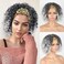 Headband Wig Afro Kinky Curly for Black Women Short Gray Wigs with Headbands Attached Synthetic Afro Wig Head Band Wig Half Wigs for Black Women Curly Headband Wig