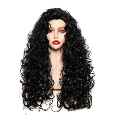 Rugelyss Long Wavy Wigs 28 Inches Natural Black Synthetic Kinky Curly Hair Wig for Women