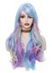 Rugelyss Rainbow Colorful Wigs for Women 26 Inches Long Wavy Fashion Synthetic Full Head Hair Wig with Bangs for Cosplay or Party
