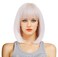 Rugelyss Creamy Champaign White Short Platinum Bob Wig with Bangs Ombre to Blonde Hair Synthetic Heat Resistant 12 Inch Wigs for Women