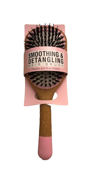Swissco Smoothing &amp; Detangling Hair Brush With Flexible &amp; Boar Bristles (Pink)