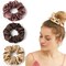 Velvet Scrunchies Pack: Soft Pastel Solid Colors &amp; Cheetah/Leopard Prints, Large Hair Ties and Elastics for Ponytails, Holiday Fashion (5 pcs) (Style 1-Five Big Silky Scrunchies)
