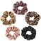 Velvet Scrunchies Pack: Soft Pastel Solid Colors &amp; Cheetah/Leopard Prints, Large Hair Ties and Elastics for Ponytails, Holiday Fashion (5 pcs) (Style 1-Five Big Silky Scrunchies)