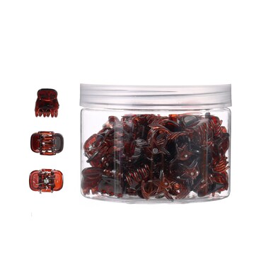 Mini hair claws small claw clamp 0.59inch hair claw clips for women 48pcs-pack (BROWN-48PCS)