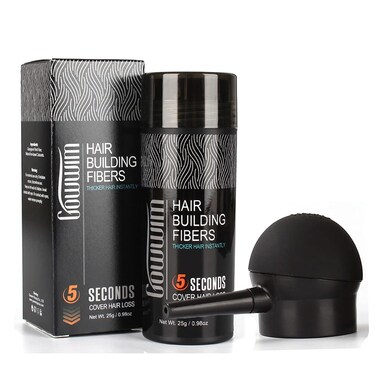 gowwim Hair Thickening Fibers 2-in-1 Kit Keratin Building Fibers, Spray Applicator &amp; Hold Spray - Instantly Volumize Sparse Areas (Light brown)