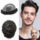 Mens Toupee Hairpieces 100% European Virgin Human Hair Replacement System for Men Durable Thin Skin Full Poly Injection PU Units Wigs Man (#1B OFF BLACK-120% MEDIUM LIGHT TO DENSITY), 8inchx10inch