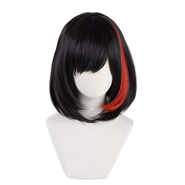 Xingwang Queen Anime Cosplay Wig Short Black Mixed Red Bob Wig Women Girls' Party Wigs