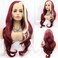 Real Red Color Highlight Blonde Color Long Wave Hair Burgundy Red Synthetic Lace Front Wigs for Women Female Cosplay Drag Queen Wig Side Part Glueless Highlight Blonde Wigs 26
