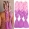 Alileona Jumbo Braiding Hair Extensions 24Inch Colored Braiding Hair For Women Pink Braiding Hair Bubble Braids Hair Extensions 3PCS (Light Pink/Purple)