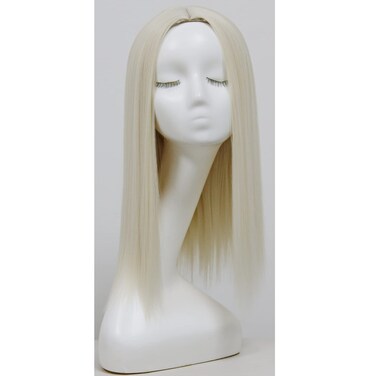 60 White Blonde Wig Straight Heat Resistant Glueless Full Wig Middle Part None Lace