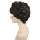 GNIMEGIL Synthetic Short Brown Wigs for White Women Curly Mommy Wig with Bangs Older Ladies Costume Mommy Daily Use Soft and Health Come with Wig,Glasses,Necklace,Chain