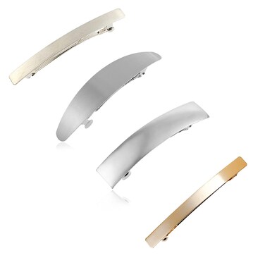 4 Set Long and Thin Handmade Hair Clip Barrette,Metal Hair Pins French Styles Hair Barrettes Hair Clips for Women and Girls Silver Gold