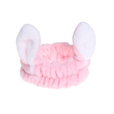 Cute Bunny Ear Headband,Face Wash Makeup Spa Headbands,Soft Carol Fleece Hairlace Headband for Women (Pink)