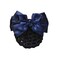 Women Hair Bun Cover Net Snood Hairnet Bowknot Decor Satin Bow Barrette French Hair Clip Bow Ribbon Flower Hair Accessories For Stewardess Banks Hotels Restaurant Staff (Blue)