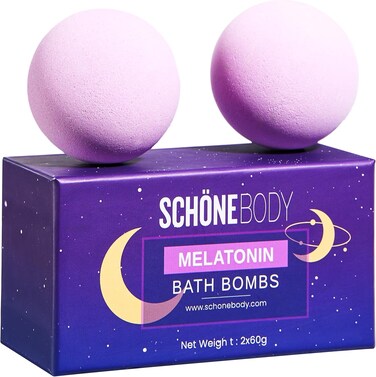 Sleep Well Melatonin Bubble Bath Bombs - Set of 2 - Bath Bomb Infused Lavender &amp; Chamomile - Essential Luxurious Bath Additives for Dry Skin Nourishment - Elevate Your Bathing Ritual, Relaxation Set