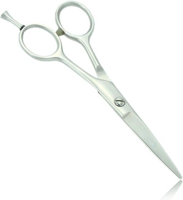 Silver Barber Hair Cutting Scissors/Shears - Perfect for Professional Hairstylist, Hairdresser (5 inch) BARBER SALON TIJERAS MUSTACHE BEARD TRIMMING SHEAR SCISSOR MADE IN JAPAN Thinning