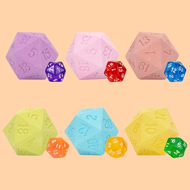 D20 Bath Bombs - Set of 6 DND Dice-Shaped Bath Bomb with Random D20 Dice Inside, Mystery Bath Bombs with Surprises Gift for Players, DMS &amp; Gamers