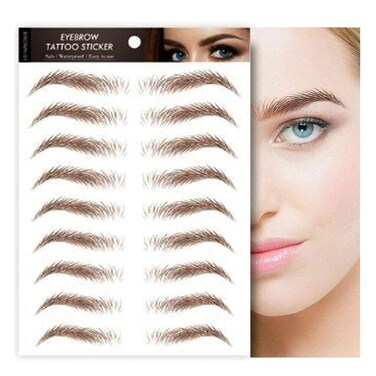 4D Hair-like Authentic Eyebrows, Brown Imitation Ecological Lazy Natural Tattoo Eyebrow Stickers Waterproof for Woman Makeup Tool 10 Pcs