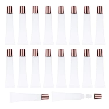 50Pcs 15ml Lip Gloss Squeeze Tubes, Rose Gold Lip Gloss Containers Empty, Refillable Soft Clear Tubes for DIY Lipgloss Balm Cosmetic (Rose Gold)