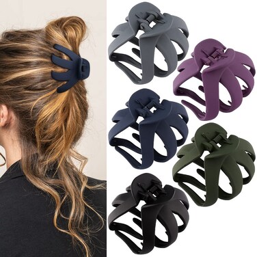 Large Octopus Matte Jumbo Hair Clips for Thick Hair - 5 Pieces 3.15" Cute Giant Jaw Clips for Women