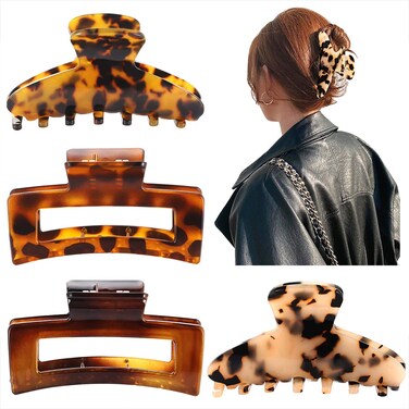 PHALIN Large Tortoise Shell Hair Clip Claws for Women Girls Jumbo Acetate Hair Catch Barrettes Strong Hold French Designed Hair Jaw Clamps for Thick Long Hair