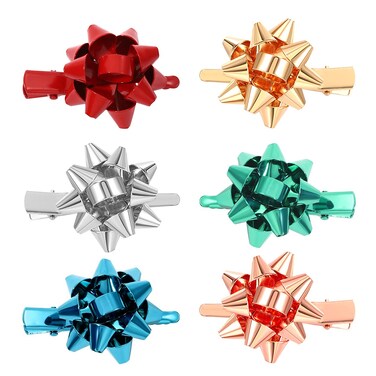 NVENF 6PCS Christmas Hair Clips for Women Christmas Accessories Xmas Bow Hair Clip Festive Holiday Hairpins Christmas Outfits Hair Accessory Party Gifts (StyleA)