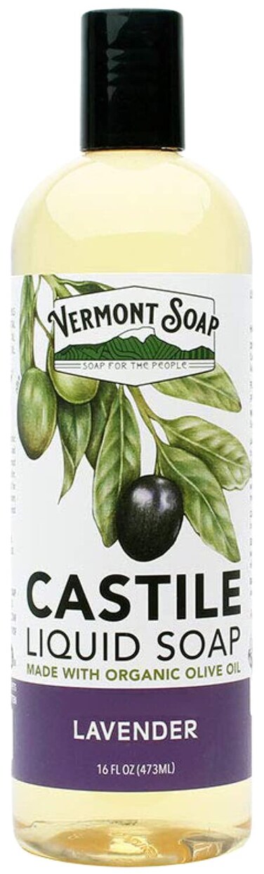Vermont Castile Soap Lavender, Gentle Liquid Soap for Sensitive Skin &amp; Natural Body Wash, Organic Hair Shampoo for Oily Hair, Aloe Castile Soap for Men &amp; Women - 16 Oz