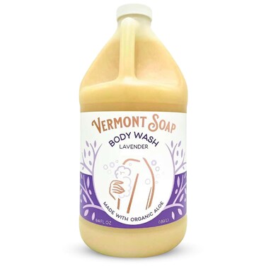 VERMONT SOAP Natural Body Wash with Shea Butter, Mild Gel Body Wash for Moisturizing and Soothing Skin, Fragrance Free Body Wash for Women &amp; Men (Lavender, 64oz)