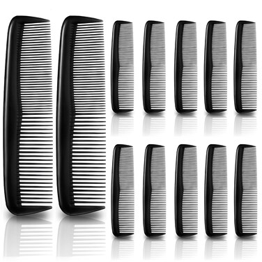 12Pcs Small Combs - Wallet Comb for Men Black Plastic Mens Combs for Hair Disposable Hair Comb Pack Barber Professional Beard Comb for Men