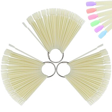 ZOENHOU 150 Nail Swatches, Plastic Nail Art Sample Sticks with Ring for Professional Use, Home DIY Art Supplies
