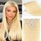 Clip in Hair Extensions Real Human Hair 14 inch 7pcs Straight Remy Human Natural Hair Invisible Clip ins for Women Gift Bleach Blonde