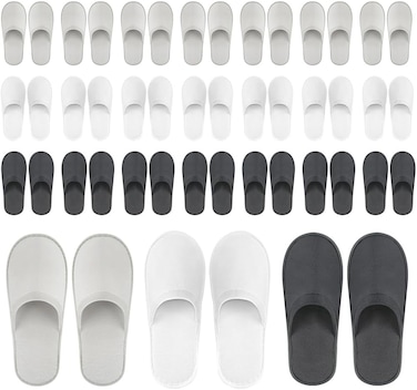 24 Pairs of Disposable Slippers forGuests, Hotel slippers, Spa Slippers Bulk Slippers for Travel Home Party Wedding (US Men Size 10, Women 11)