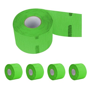 Hair Removal Strips - 5 Rolls, 500 Strips Green, Disposable &amp; Flexible Paper Neck Strips for Salon Hair Cutting &amp; Stylist, Water Resistant and Self-Adheres to Neck