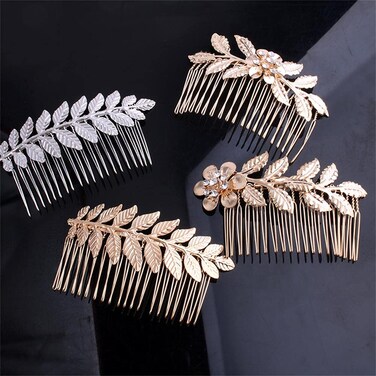 4 pcs Gold Hair Comb for Women Decoratives, Leaf Hair Combs Hair Accessories for Women Bridesmaid Wedding Hair Accessories Gold