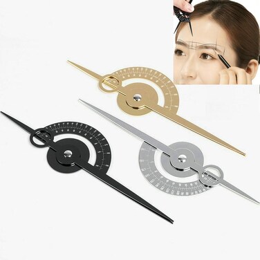 Eyebrow Golden Ratio Caliper, Eyebrow Marking Ruler, Double Scale Sliding Gauge Tools for Eyeliner Lips Semi Permanent Makeup Tattooing (Golden)
