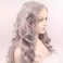 Melody Long Wavy Wigs - Silver Grey Synthetic Lace Front Wigs, Heat Resistant, Ash Platinum, Middle Parting