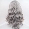 Melody Long Wavy Wigs - Silver Grey Synthetic Lace Front Wigs, Heat Resistant, Ash Platinum, Middle Parting