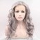 Melody Long Wavy Wigs - Silver Grey Synthetic Lace Front Wigs, Heat Resistant, Ash Platinum, Middle Parting