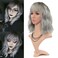 FAELBATY Grey Wigs With Bangs Women's ombre grey Bob Wig Synthetic Cosplay Wig for Girl Costume Wigs (12" Dark Root ombre grey)