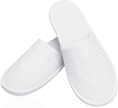 maltose Disposable Slippers for Guests 5 Pairs House Slippers for Guests Non-Slip Hotel Slippers Bulk Soft Thicker Cotton Sole White Travel Slipper Unisex Spa Slippers, 11.2" x 4.3