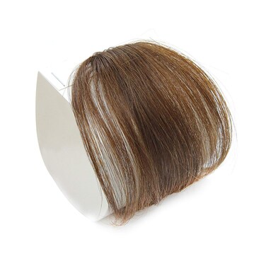 Clip in Bangs Remy Human Hair Extensions One Piece in Fringe Natural Flat Air Bangs for Women (No Temple, Light Brown)