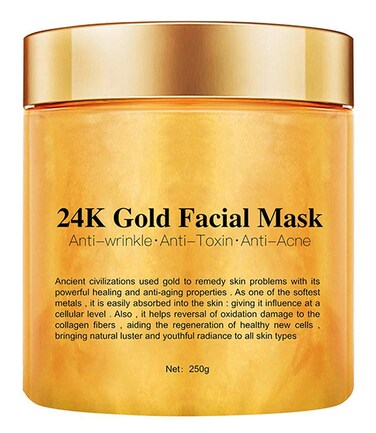 24K Gold Facial Mask, Gold Peel Off Mask, Rejuvenating Collagen Face Mask For Flawless Skin, Reduces Fine Lines &amp; Wrinkles, Clears Acne, Minimizes Pores, Moisturizes &amp; Firms Up Your Skin, 250g