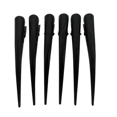 6 Pack Duckbill Hair Clips with Teeth, Metal Silvery Alligator Curl Clips Crocodile Accessories Hairpins Chic Styling Claw (Black)